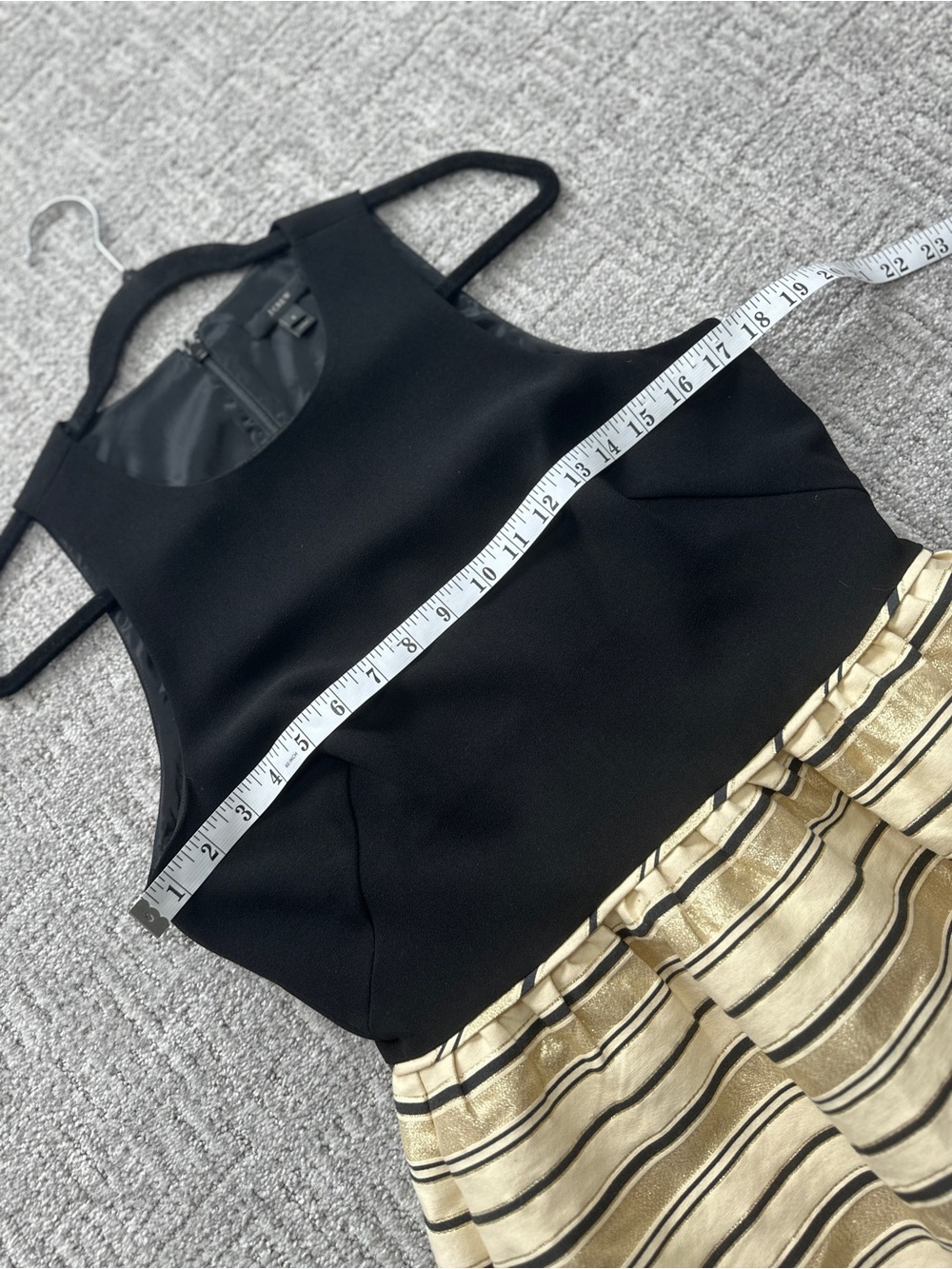 J.Crew Sleeveless Skater Dress | Black & Gold Stripe Skirt | Size 6 - Picture 11 of 14